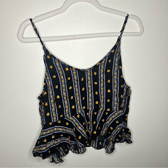 Free People black floral ruffle tank top - Picture 6 of 6